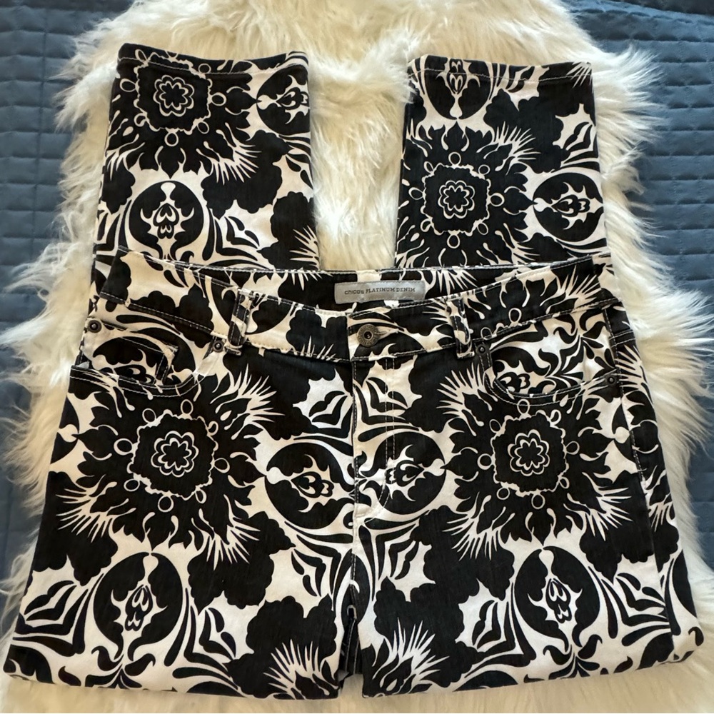 Platinum Black and White Print Jeans
